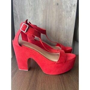 Loeffler Randall Minette Red Leather High Platform Heels 11